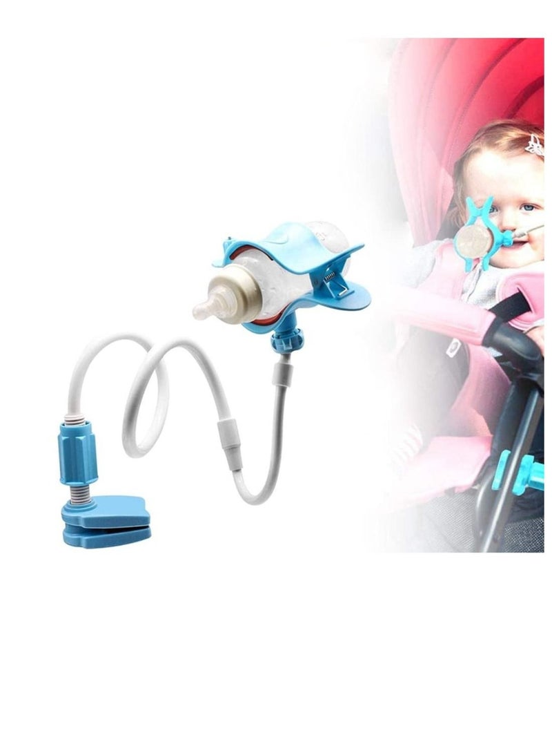 Captaintech Baby Bottle Holder, Multifunctional 360º Rotating Bulletproof Explosion-Proof Bottle Holder Hands-Free Baby Water Milk Car Feeding Bottle Clamp Bracket (Blue) - Image 1