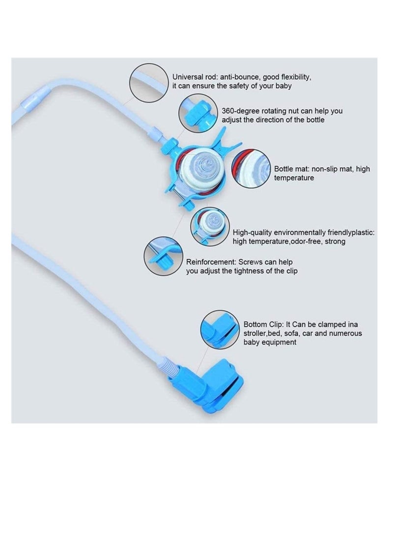 Captaintech Baby Bottle Holder, Multifunctional 360º Rotating Bulletproof Explosion-Proof Bottle Holder Hands-Free Baby Water Milk Car Feeding Bottle Clamp Bracket (Blue) - Image 3