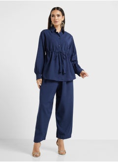hayas closet Button Down Drawstring Blouse & Pants Set  - Image 5
