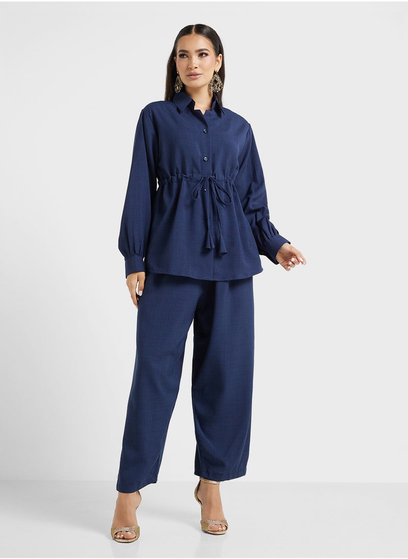 hayas closet Button Down Drawstring Blouse & Pants Set  - Image 5