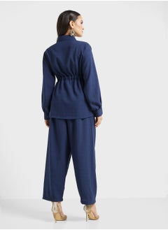 hayas closet Button Down Drawstring Blouse & Pants Set  - Image 2