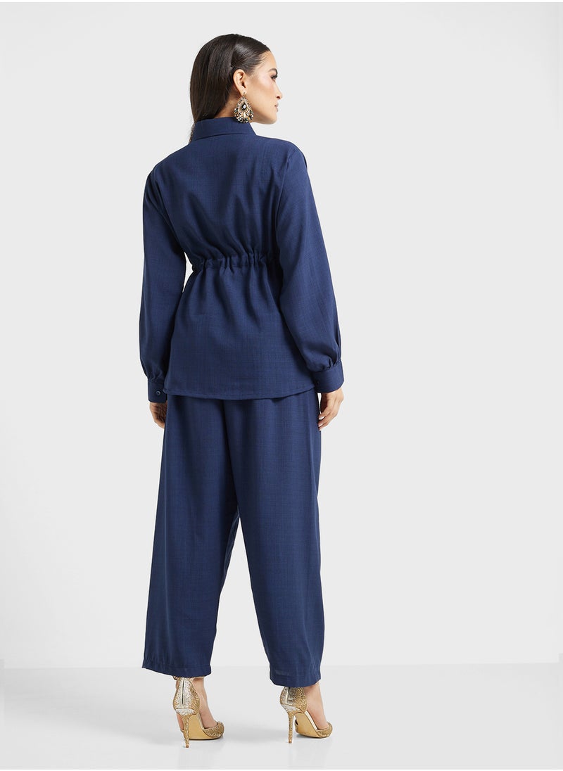 hayas closet Button Down Drawstring Blouse & Pants Set  - Image 2