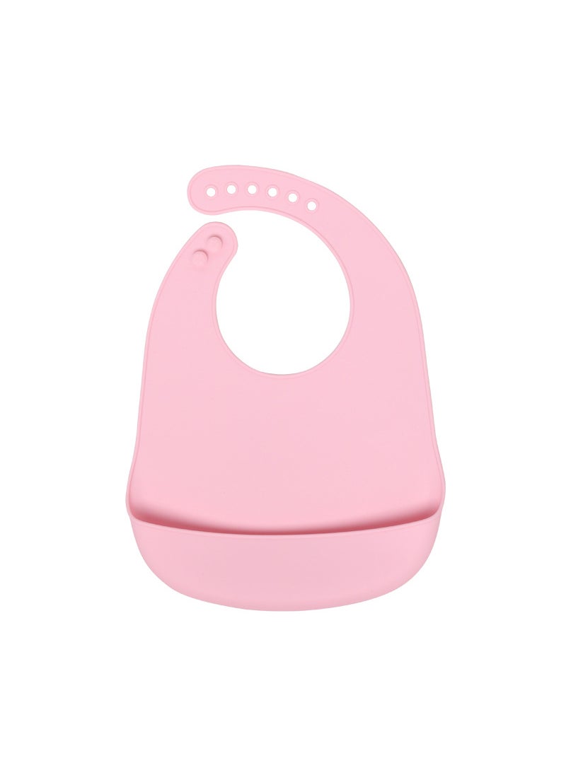 Silicone Baby Bib BPA-Free Toddler Feeding Set Light pink bib 