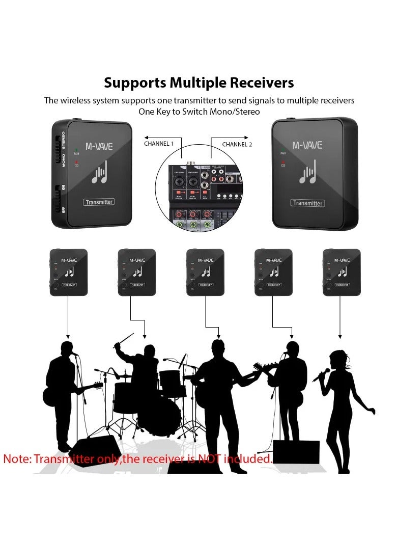 M VAVE WP 10 2.4GHz Wireless Earphone Monitor Transmission System Rechargeable Transmitter Receiver Stereo Mono Recording - Image 5