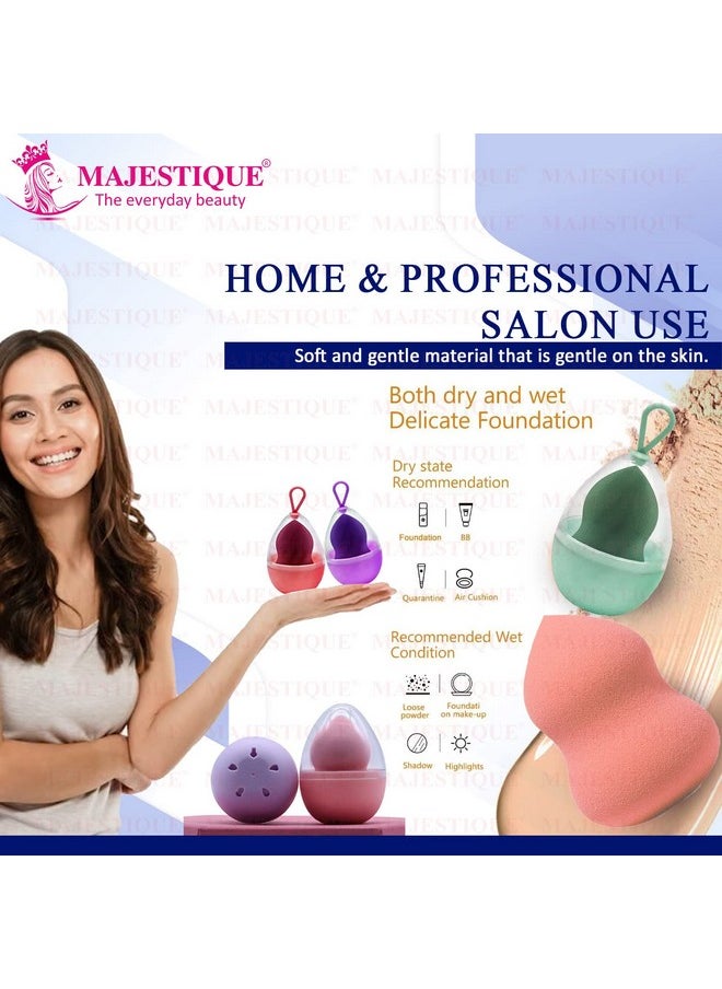MAJESTIQUE MAJESTIQUE Blender Beauty Makeup Sponge With Holder Case Makeup Sponge Holder Travel Case Box Container Reusable Lightweight Multi-Colored 1Pcs  - Image 5
