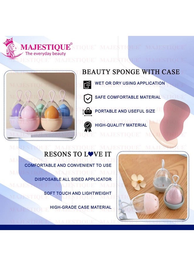MAJESTIQUE MAJESTIQUE Blender Beauty Makeup Sponge With Holder Case Makeup Sponge Holder Travel Case Box Container Reusable Lightweight Multi-Colored 1Pcs  - Image 3