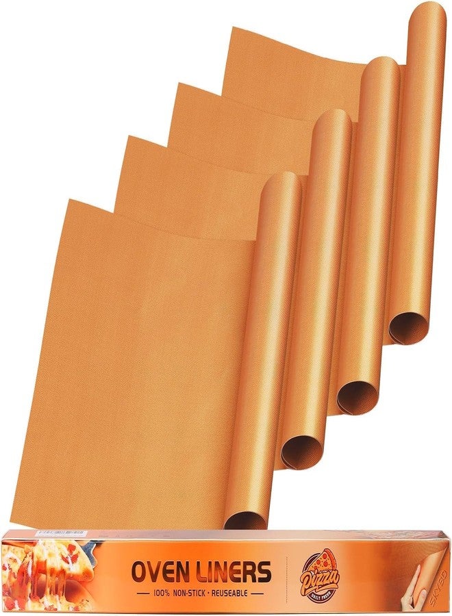 SKYBD 4 Pack Large Copper Oven Liners for Bottom of Oven BPA and PFOA Free, 16x24 Inch Thick Heavy Duty Non Stick Teflon Oven Mats for Electric, Gas, Toaster, Convection, Microwave Ovens Grills - Image 1
