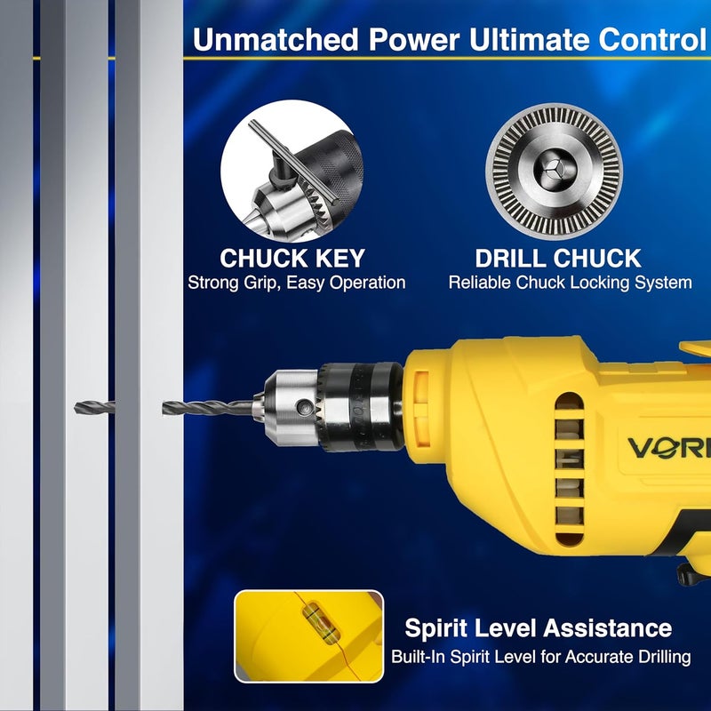 IBELL TOOLS VORMIR VR ED06-91 Electric Drill, 400W, 2800 RPM, 10mm Chuck, Variable Speed, Forward/Reverse for Wood & Metal - Image 4
