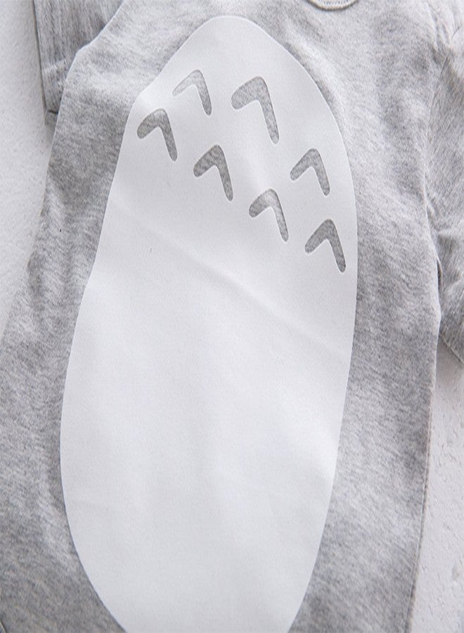 stylesilove Unisex Baby Boys Girls Grey Short Sleeve Cotton Romper with Hat 2pcs Cartoon Outfit (70/3-6 Months, Bodysuit with Hat) - Image 4