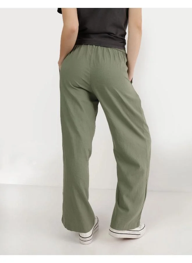 آري من امريكان ايجل بنطلون Aerie بخصر عالٍ من مزيج الكتان للمسبح والحفلات
