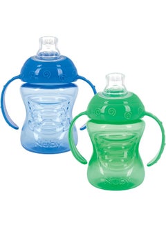 Nuby Nuby 2-Pack No-Spill Super Spout Grip N' Sip Cup, Red and Blue  - Image 1