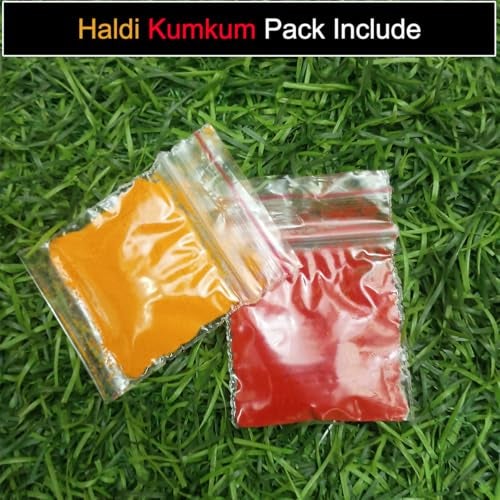 Saugat Traders Return Gifts for Pooja Function Roli Chawal Katori Holder Haldi Kumkum Plate Set of 11 Puja Favors Wedding, Haldi, Mehandi, Puja Ceremony Pasupu Kumkuma Packets for Women, Ladies - Image 5