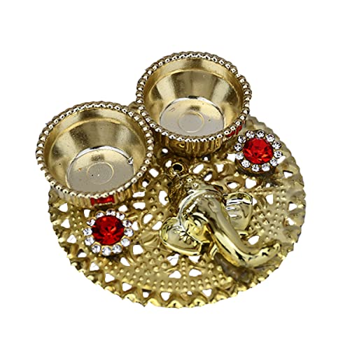 Saugat Traders Return Gifts for Pooja Function Roli Chawal Katori Holder Haldi Kumkum Plate Set of 11 Puja Favors Wedding, Haldi, Mehandi, Puja Ceremony Pasupu Kumkuma Packets for Women, Ladies - Image 4