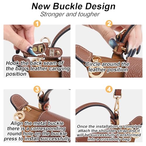 LOUKAYCCI 2 Kit Mini Bag Leather Shoulder Strap and Felt Purse Organizer Insert for Longchamp mini XS Bag Punch-Free Adjustable Buckle Design（Beige & Strap） - Image 2