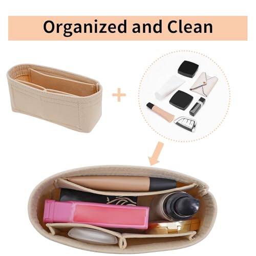 LOUKAYCCI 2 Kit Mini Bag Leather Shoulder Strap and Felt Purse Organizer Insert for Longchamp mini XS Bag Punch-Free Adjustable Buckle Design（Beige & Strap） - Image 5