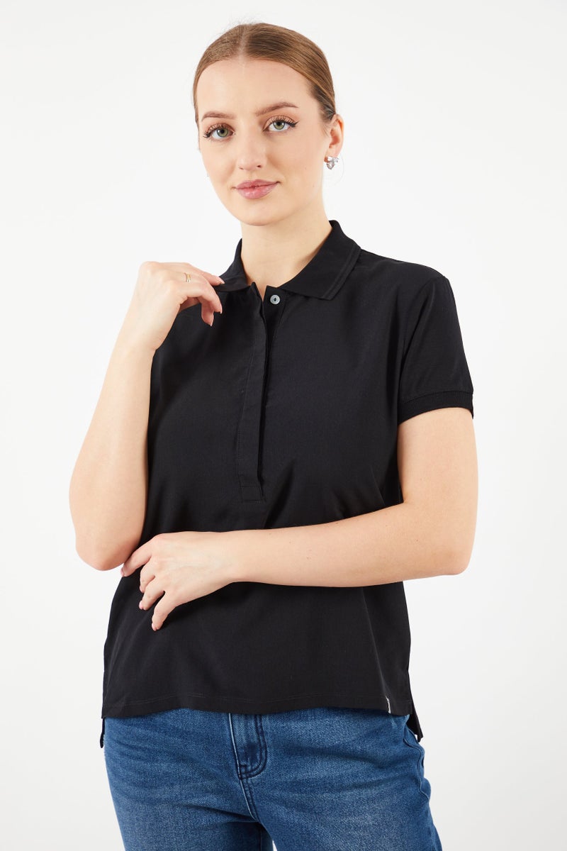 Scuderia Ferrari Women Sportswear Fit Short Sleeve Outdoor Top, Black  - Image 1