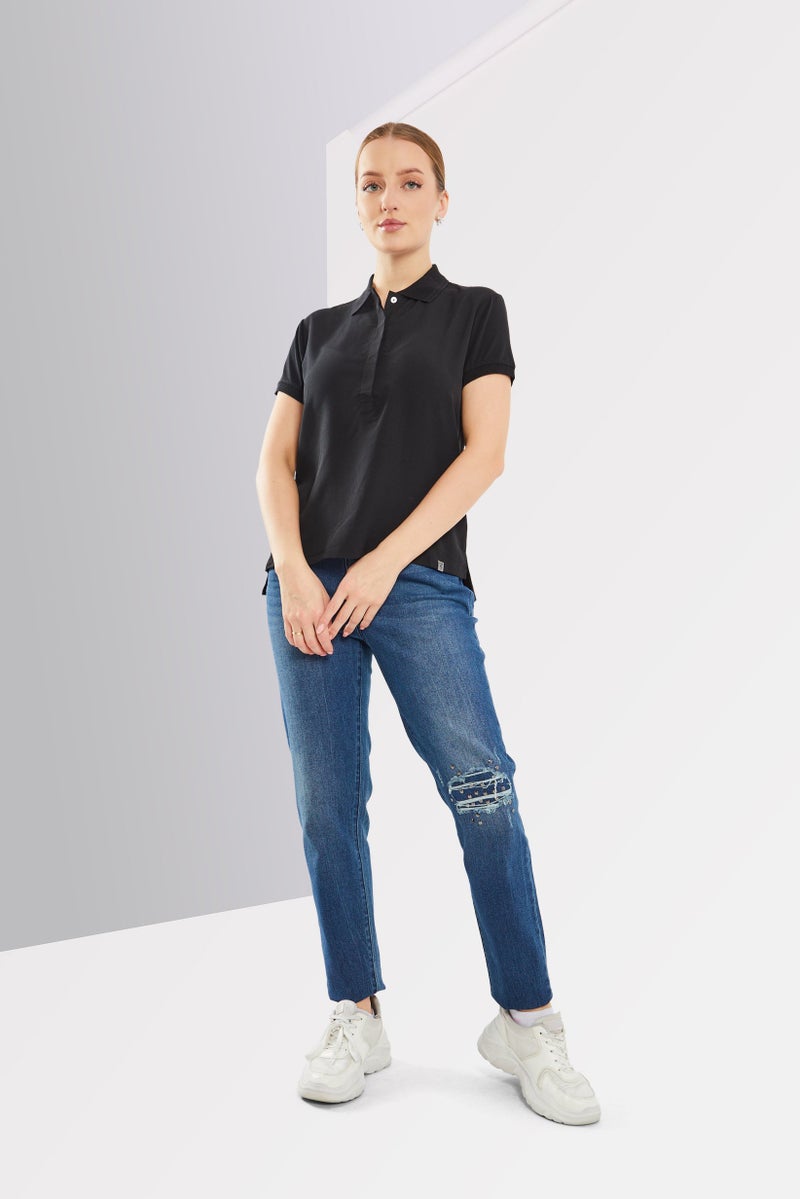 Scuderia Ferrari Women Sportswear Fit Short Sleeve Outdoor Top, Black  - Image 3