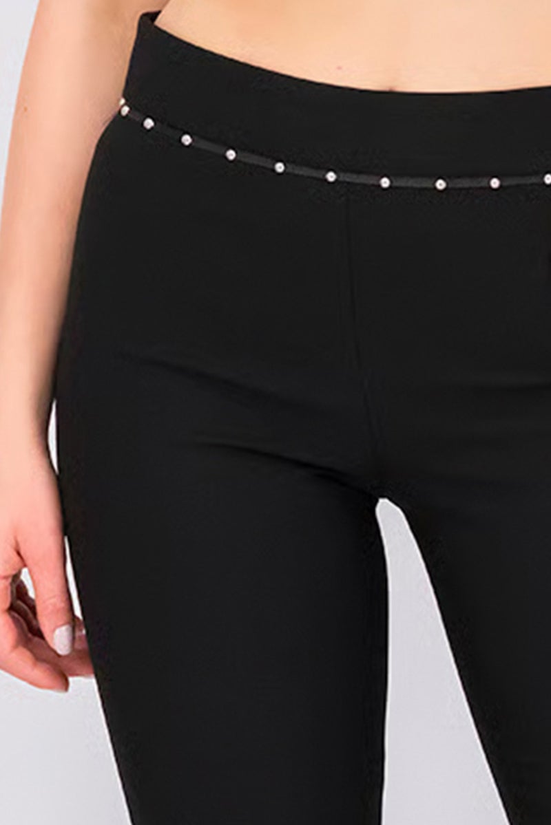 armani Emporio Armani Women Elastic Waist Plain Pants, Black - Image 5