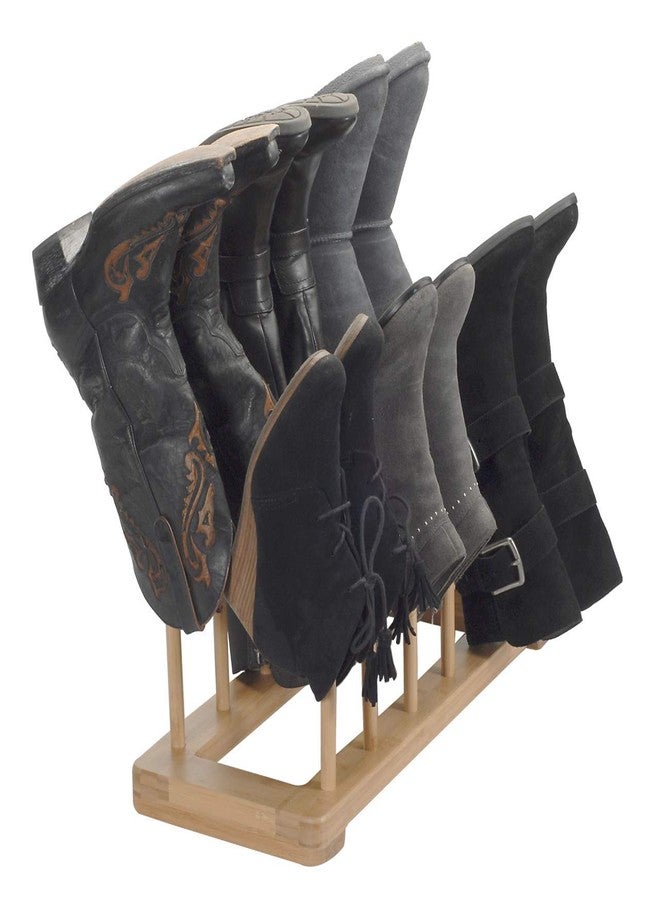 MobileVision Bamboo Boot Rack Free Standing Shoe Organizer, Holds 6 Pairs, Store Tall Knee-High, Hiking, Riding, Rain or Work Boots in closets, entryways & more - Image 1