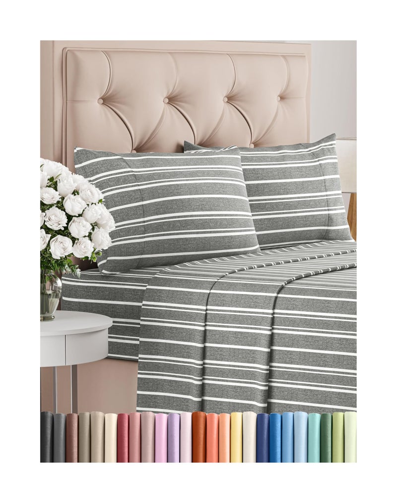 CGK Unlimited Queen Size 4 Piece Sheet Set  Comfy Breathable  Cooling Bed Sheets Set  Hotel Luxury Bedding for Women Men Kids  Teens  Deep Pockets EasyFit Soft and Wrinkle Free  OekoTex  Grey Stripes