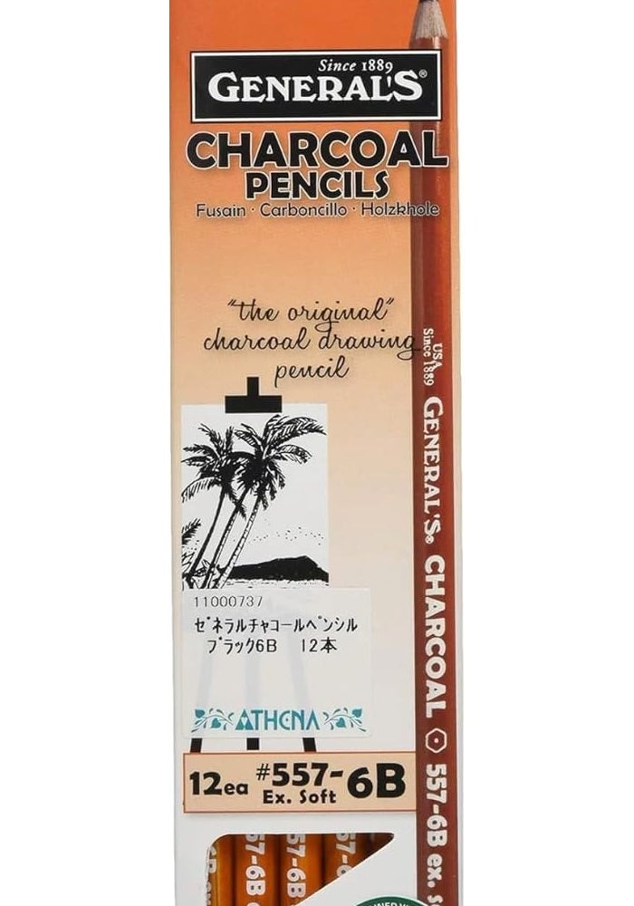 General's Charcoal Pencil 6B Extra Soft - Pack of 12 - Image 2