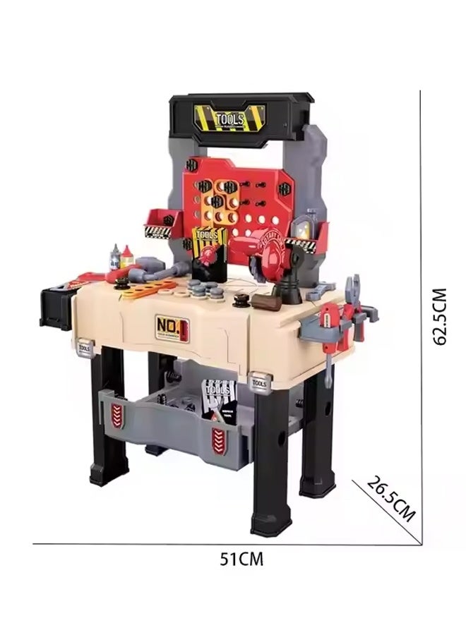 مجموعة مقعد أدوات للأطفال مع أداة واقعية، ألعاب طاولة عمل بناء تظاهرية للأطفال الصغار، مجموعة ورشة عمل أدوات للأطفال للأولاد والبنات - Image 2