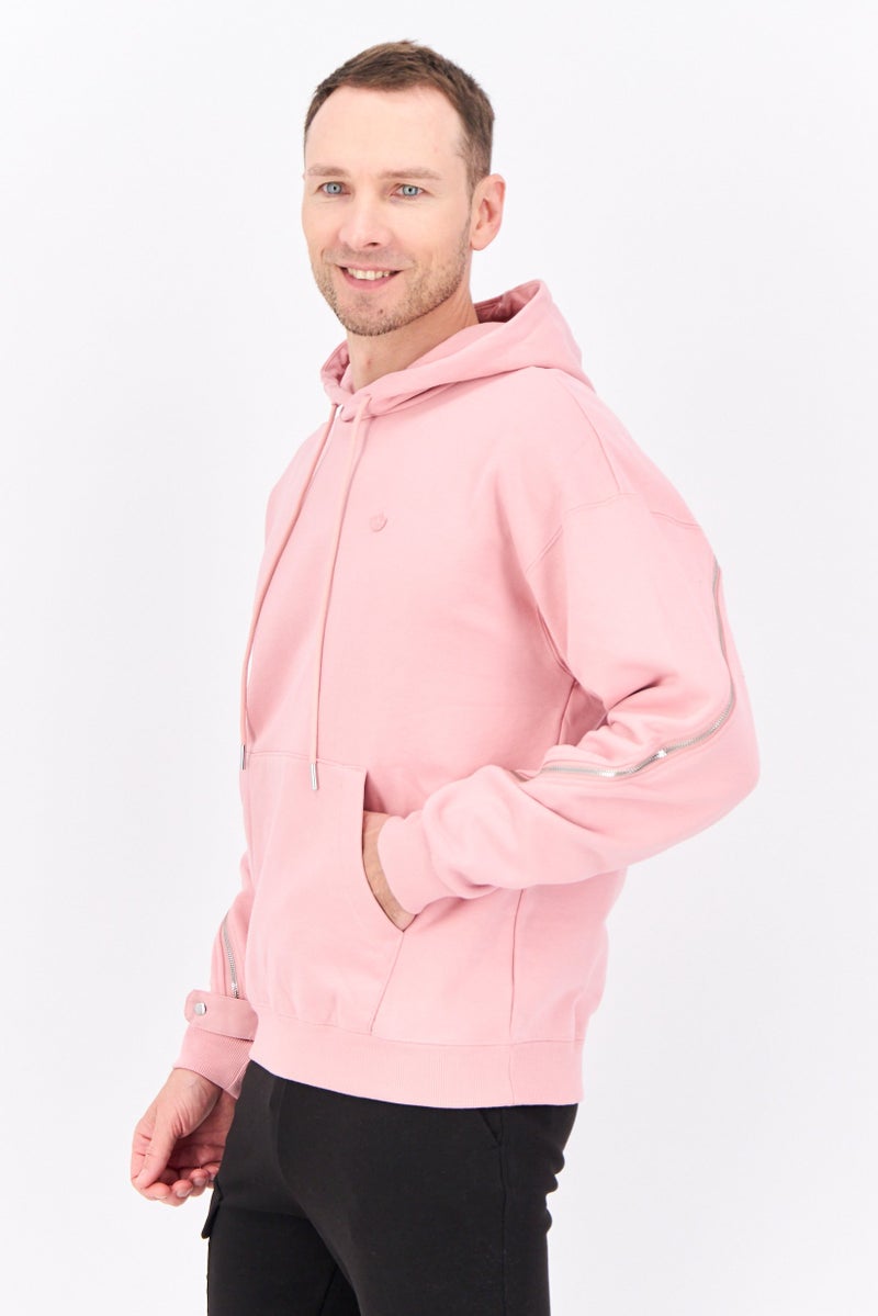 adidas Originals Men Sportswear Fit Long Sleeve Outdoor Hoodies, Rose Pink  - Image 2
