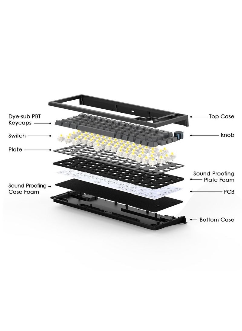 FANTECH - FANTECH MAXFIT67 3-Mode Custom Mechanical Gaming Keyboard RGB Backlit, 65% (67-Key) Hot Swappable Bluetooth/2.4G Wireless/Type-C Wired South Facing Mechanical Keyboard, Kailh White Switch - Image 1