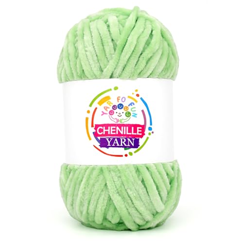 YARFOFUN 100g Velvet Chenille Yarn for CrochetingLight Green Fluffy Velvet Plush Yarn Thick Soft Chunky Chenille Yarn Baby Blanket Yarn for Crocheting Knitting BeginnersLight Green - Image 1