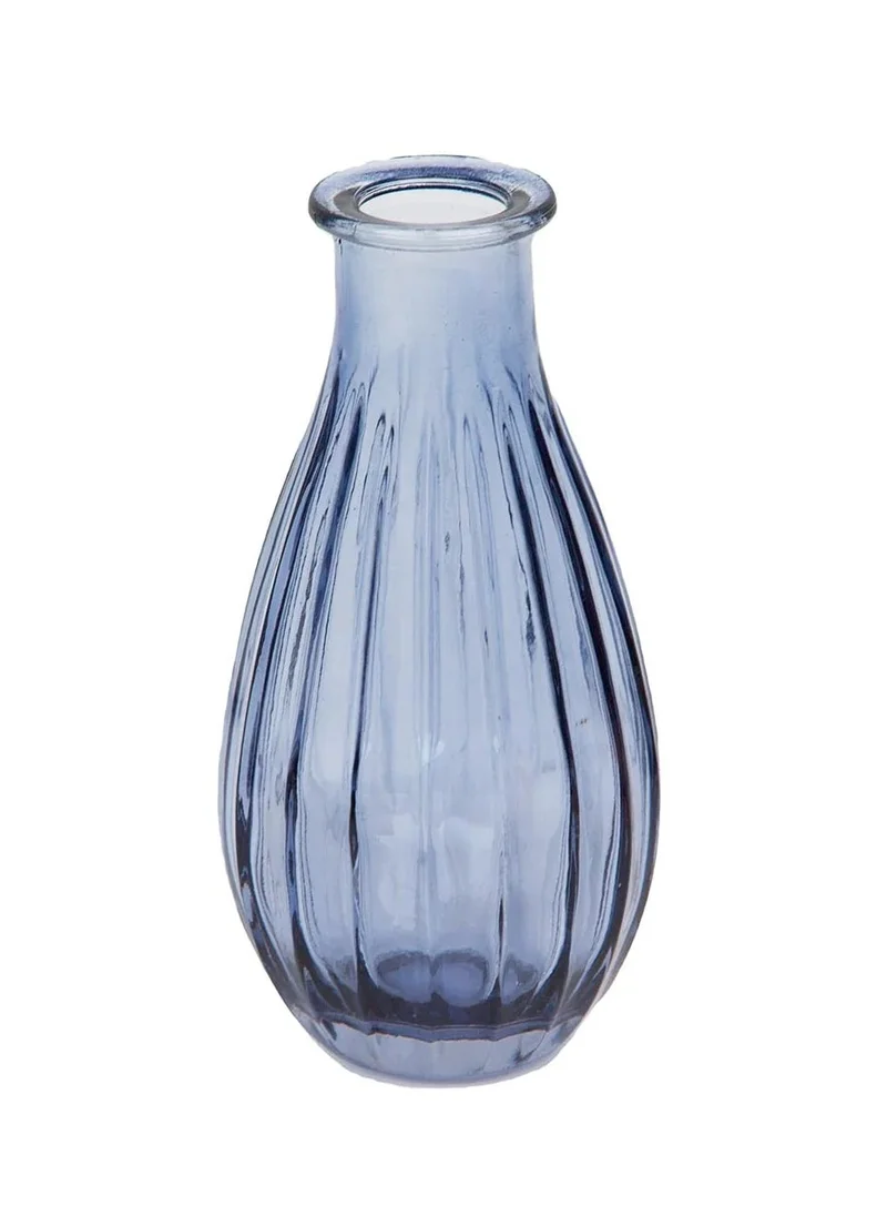 توكينج تيبلز EID Boho Ribbed Glass Bud Vase, Navy Blue