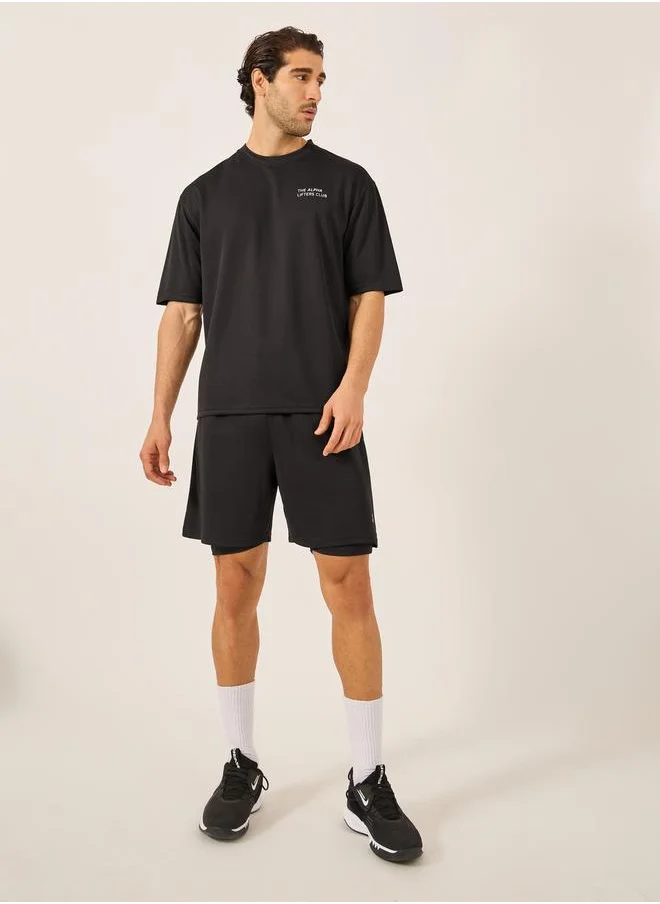 Styli Minimal Printed Mesh T-Shirt and 2in1 Shorts Set