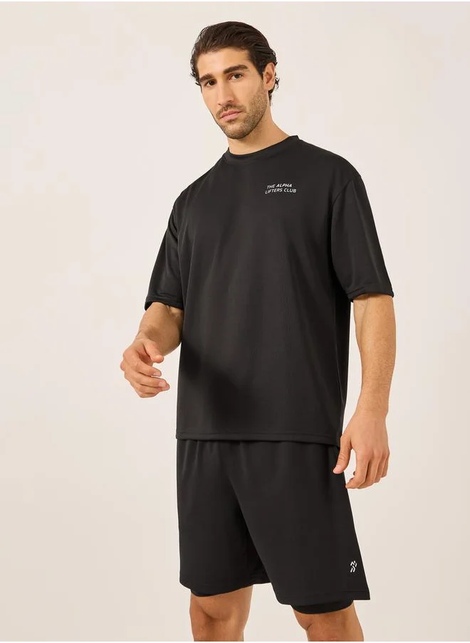 Styli Minimal Printed Mesh T-Shirt and 2in1 Shorts Set