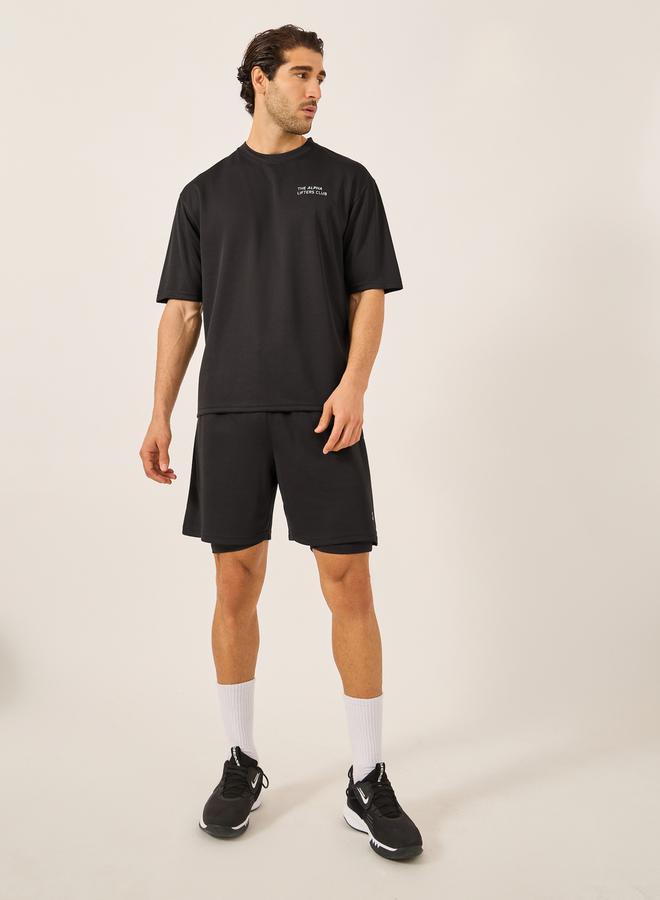 Styli Minimal Printed Mesh T-Shirt and 2in1 Shorts Set  - Image 1
