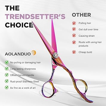 Nelannxi AOLANDUO Pink VG10 Steel 6 Professional Hairdressing Scissors Sword Design Premium Shears Kit for Salon Stylists Ideal for Women Hair Cutting Thinning Scissors Tijeras de Peluqueria - Image 4