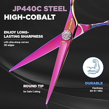 Nelannxi AOLANDUO Pink VG10 Steel 6 Professional Hairdressing Scissors Sword Design Premium Shears Kit for Salon Stylists Ideal for Women Hair Cutting Thinning Scissors Tijeras de Peluqueria - Image 2