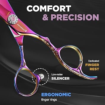 Nelannxi AOLANDUO Pink VG10 Steel 6 Professional Hairdressing Scissors Sword Design Premium Shears Kit for Salon Stylists Ideal for Women Hair Cutting Thinning Scissors Tijeras de Peluqueria - Image 3