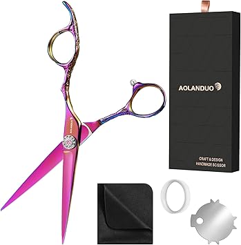 Nelannxi AOLANDUO Pink VG10 Steel 6 Professional Hairdressing Scissors Sword Design Premium Shears Kit for Salon Stylists Ideal for Women Hair Cutting Thinning Scissors Tijeras de Peluqueria - Image 1
