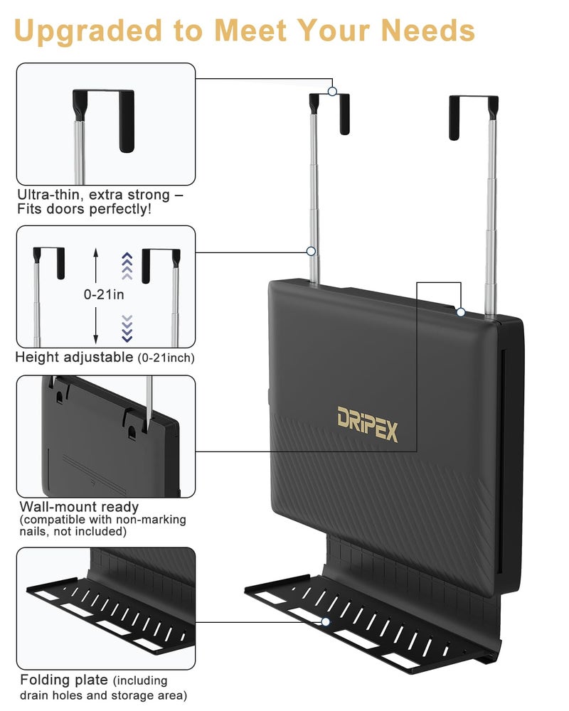 Dripex 3 Way Mirror with Storage Shelf, Trifold Self Haircut 360Â° Barber Mirror with Height Adjustable Hooks for Makeup, Styling, Shaving, Braiding, Dye Hair - Image 4