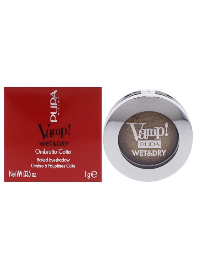 PUPA Milano Vamp! Wet And Dry Baked Eyeshadow - Brilliant, Highly Pigmented Colors - Light And Creamy Makeup Formula - Professional Quality Shimmer Powder Eye Shadows - 101 Precious Gold - 0.035 Oz - Image 1