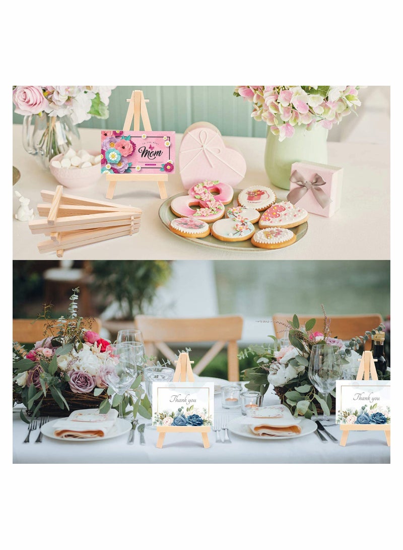 Mini Wooden Easel SYOSI Desktop Small Easel Wooden Photo Frame Tripod Digital Oil Painting Display Mini Easel Advertising Display Stand 10 Pieces - Image 2