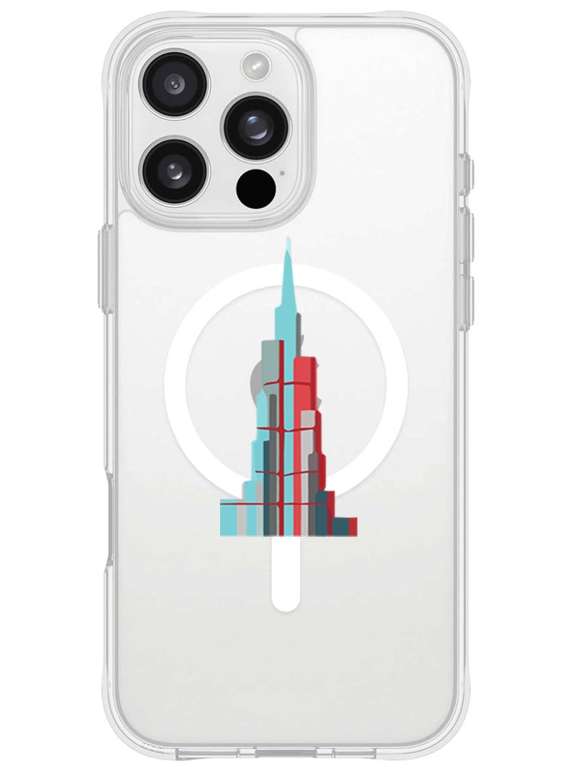 Theodor iPhone 16 Pro Max Magsafe Magnetic Case for iPhone Compatible with Wireless Charging, Shockproof Phone Bumper Cover - Burj Khalifa - Image 1