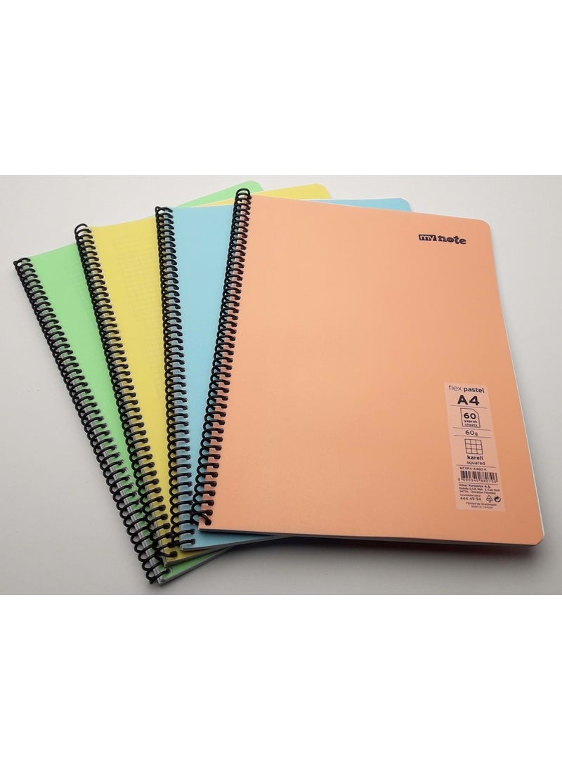 Umur My Note Flex Pastel A4 Spiral 60 Sheets Square Pack of 4 