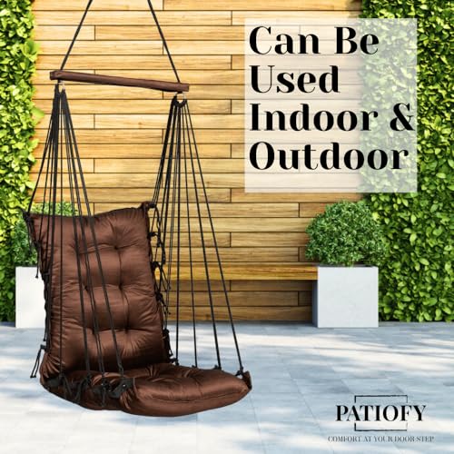 Patiofy Soft Cotton Hammock Hanging Swing for Adults & Kids/Swing Chair for Home/Jhula for Adults/Swing for Living Room/Swing for Home Balcony/Hanging Jhula Chair (Brown) - Image 5
