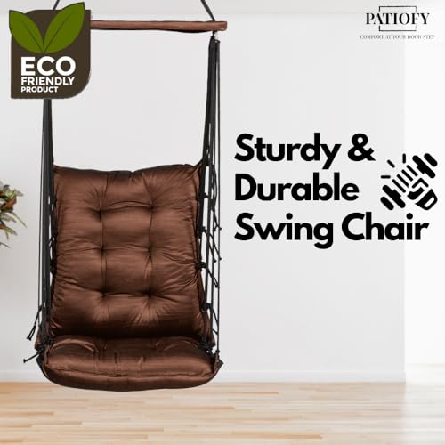 Patiofy Soft Cotton Hammock Hanging Swing for Adults & Kids/Swing Chair for Home/Jhula for Adults/Swing for Living Room/Swing for Home Balcony/Hanging Jhula Chair (Brown) - Image 2