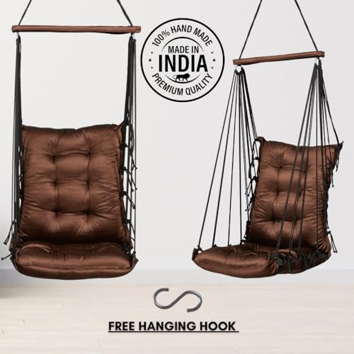 Patiofy Soft Cotton Hammock Hanging Swing for Adults & Kids/Swing Chair for Home/Jhula for Adults/Swing for Living Room/Swing for Home Balcony/Hanging Jhula Chair (Brown) - Image 4