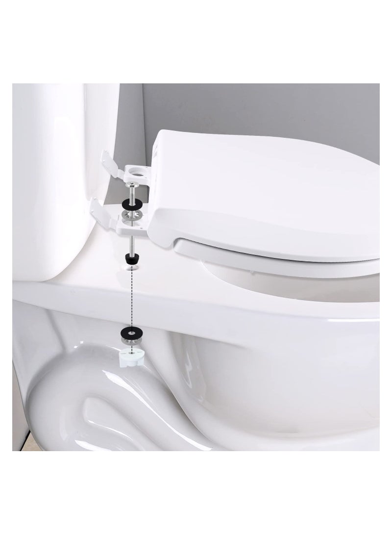 SYOSI 2pcs Universal Toilet Seat Bolts Toilet Seat Screws Replacement Bolts Kit with Downlock Nuts White Plastic Nuts and Rubber Washers Bathroom Toilet Repair Screw 3 Inches Stainless Steel - Image 2