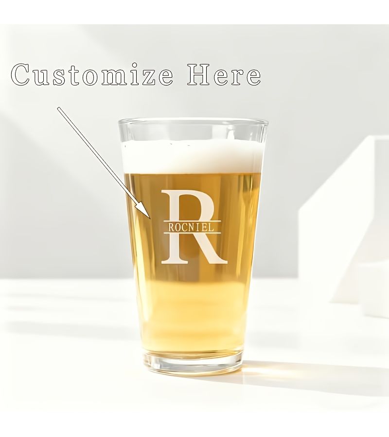 Personalized Alphabetic Spelling Beer Mug Custom Carved Glass Design 4 Suitable For Weddings And Company Events Reusable - Image 1