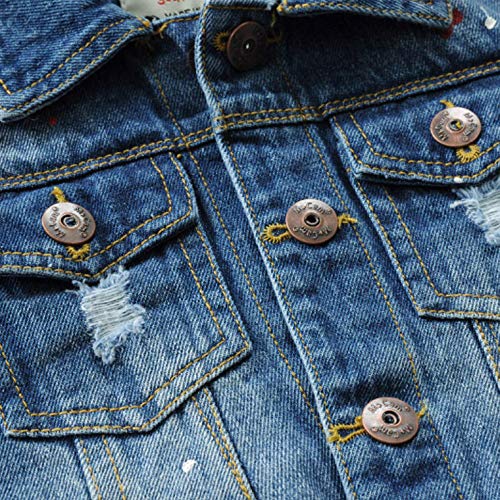 Mallimoda Kids Boys Girls Hooded Denim Jacket Zipper Coat Outerwear Style 6 Denim 7-8 Years - Image 4