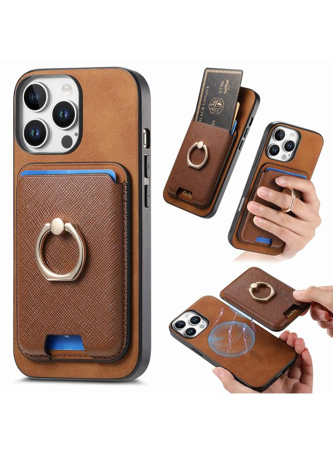 Zaboon Case For iPhone 13 Pro Retro Cross Leather Card Bag MagSafe Phone Case - Image 1