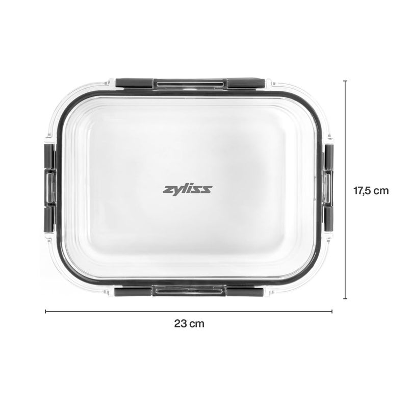 Zyliss E981066 1.5L Glass Container, Shatter Resistant Glass, Airtight Food Storage Box with Sealable Lid, Microwave Safe, BPA Free, Freezer Safe, Fridge Storage, Food Container, 23cm x 18cm x 7.5cm - Image 2
